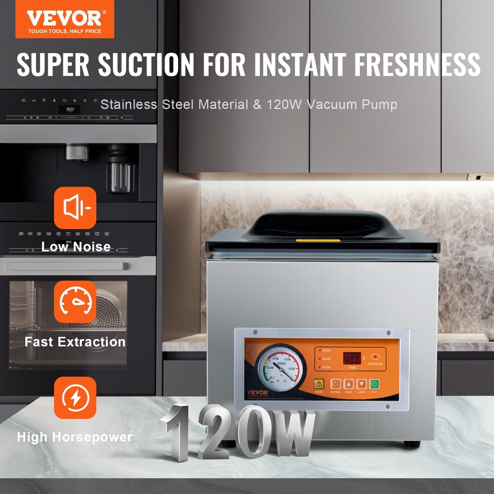 Chamber Vacuum Sealer Machine 260W 10.2" Sealing Length