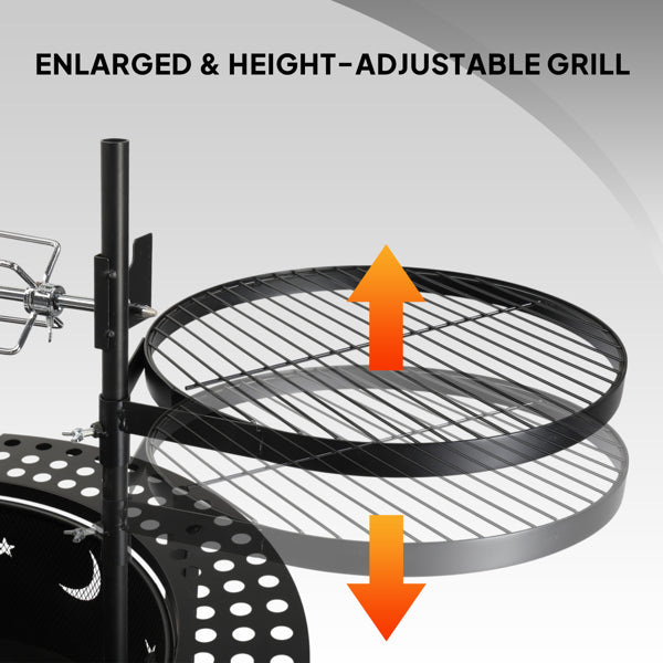 33 Inch Outdoor Fire Pit With 2 Cooking Grills
