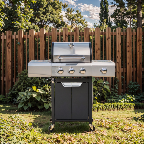 3-Burner Stainless Steel Propane Gas Grill With Side Burner