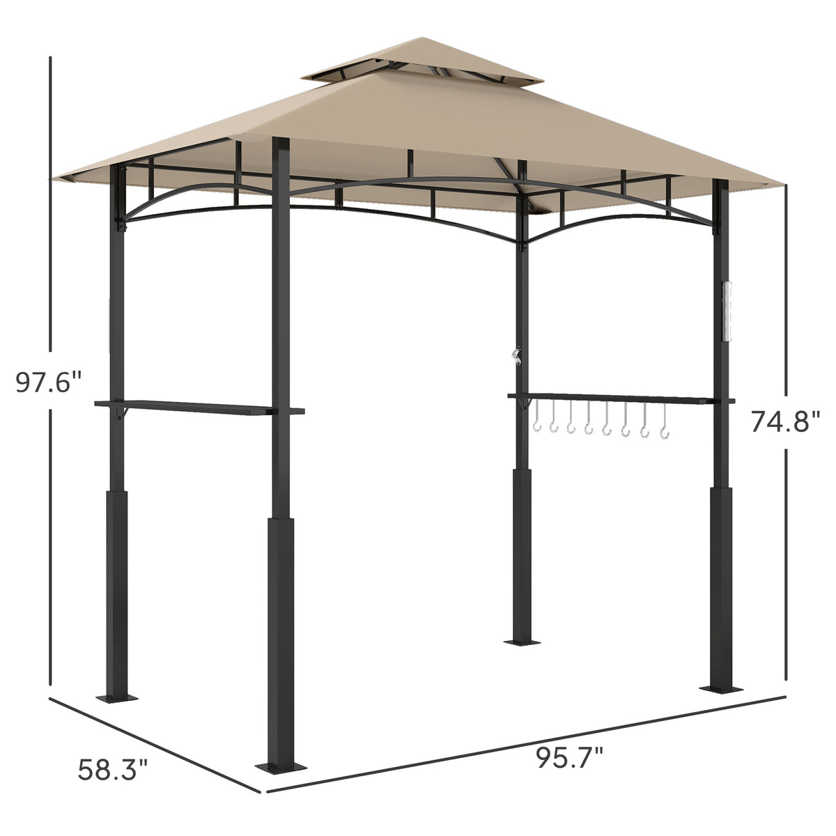 8' x 5' Outdoor Grill Gazebo with LED Lights and Shelves