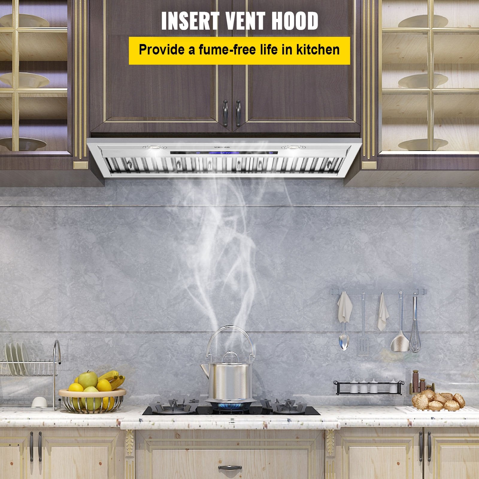 30 Inch Stainless Steel Insert Range Hood, 900CFM