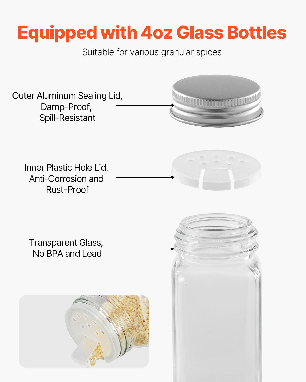 Spice Rack Organizer For Cabinet Kitchen Countertop Seasoning