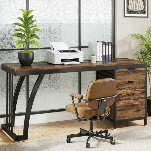 Computer Desk with Storage Shelves