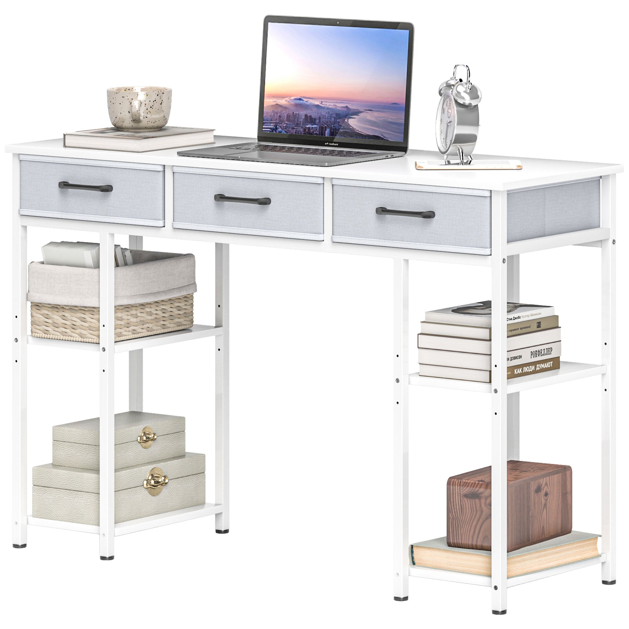 47" Small Computer Desk with Fabric Drawers