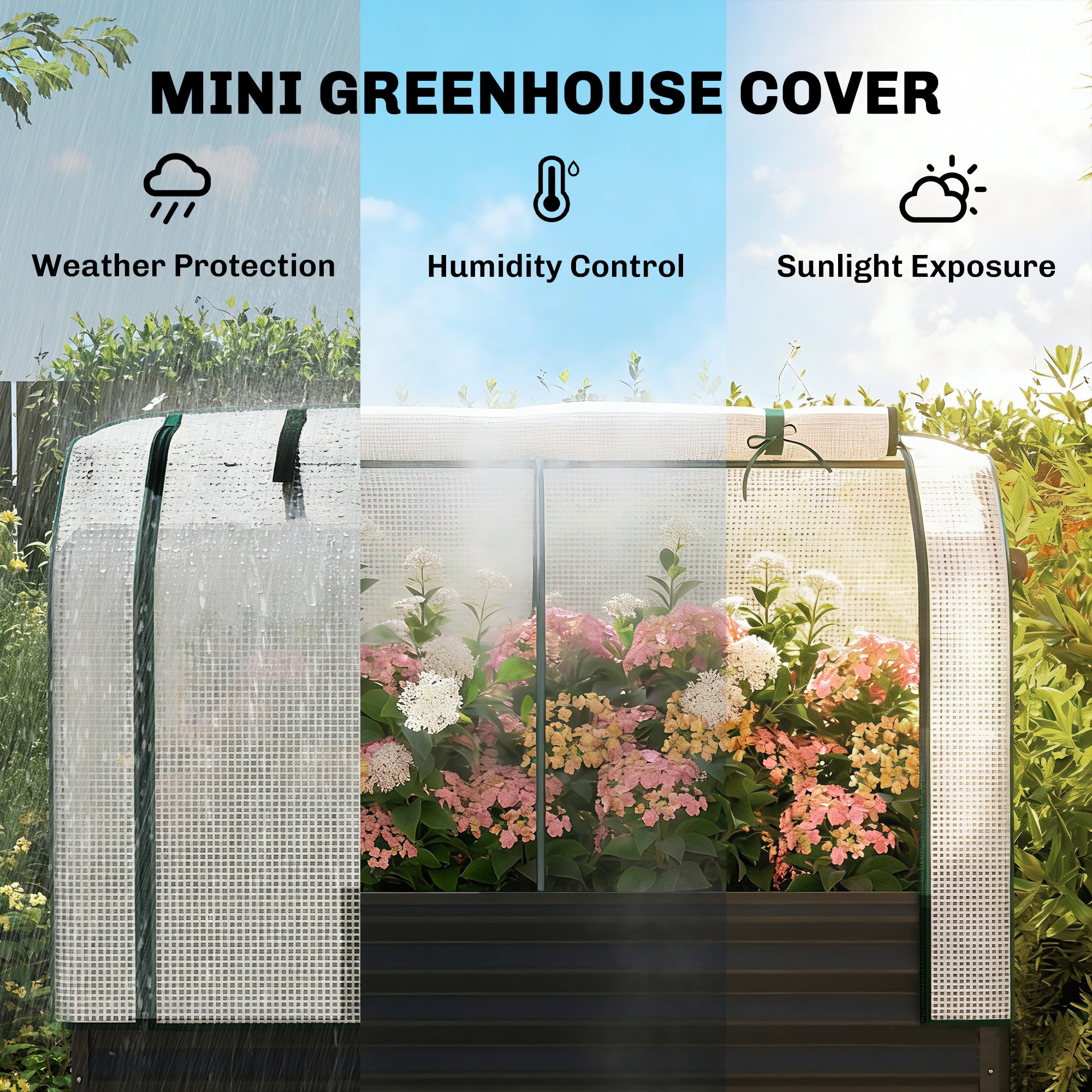 Galvanized Metal Raised Garden Bed with Greenhouse Cover