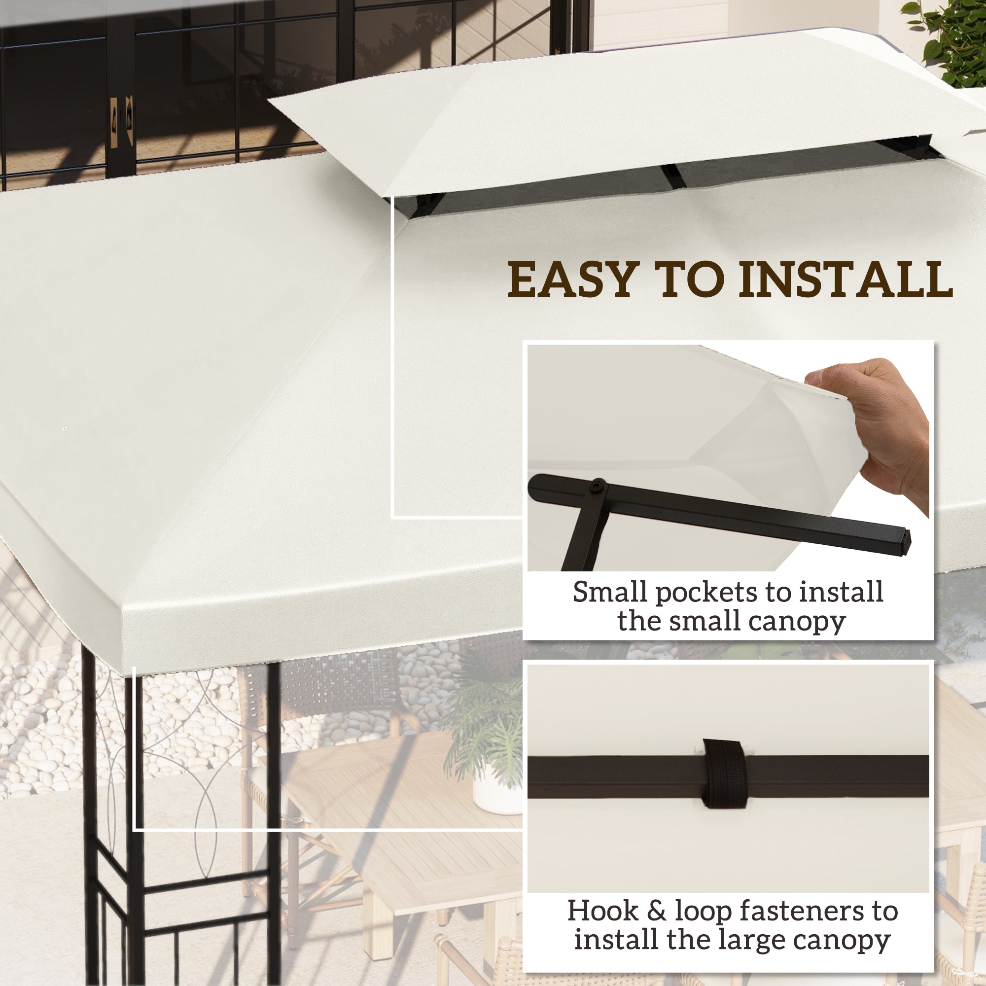 10' x 13' Gazebo Replacement Canopy Top, 2-Tier, Charcoal