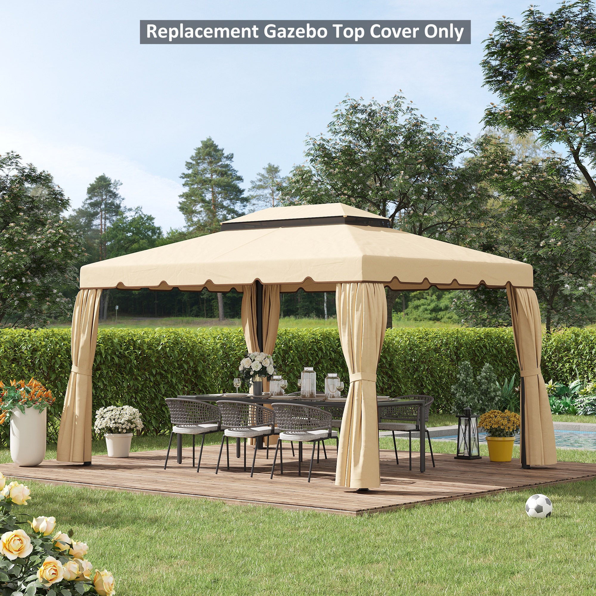 13 x 10 Gazebo Replacement Canopy Top Double Vented Roof