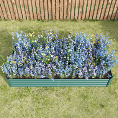 Metal Raised Garden Bed 7.6x3.7x0.98ft Black