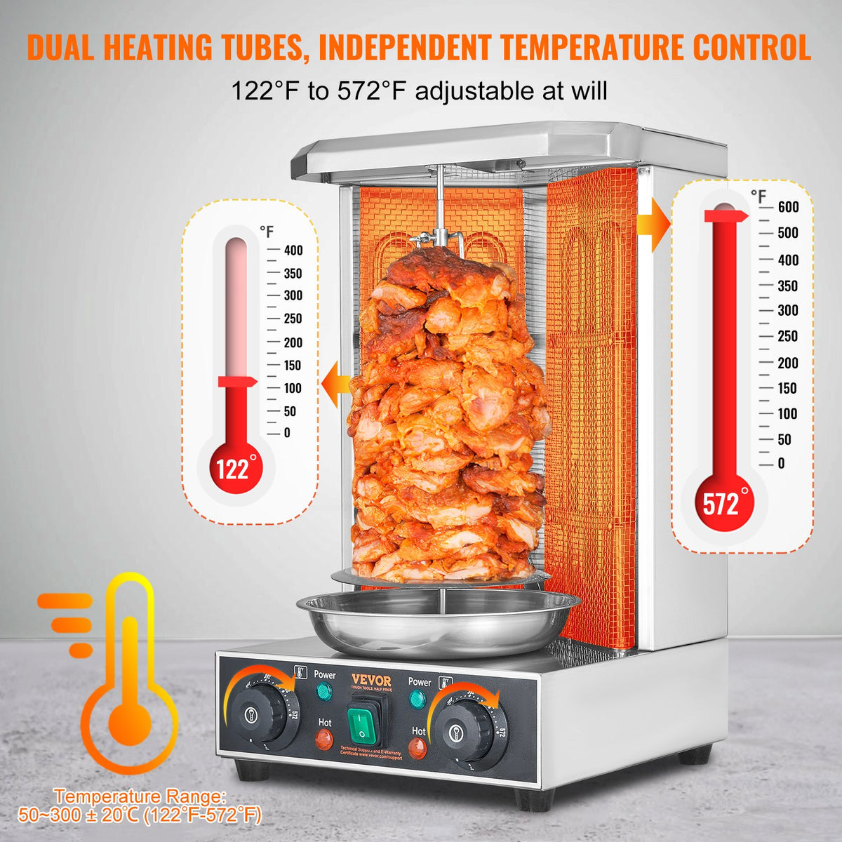 Electric Vertical Shawarma Grill Machine 13 Lbs Capacity