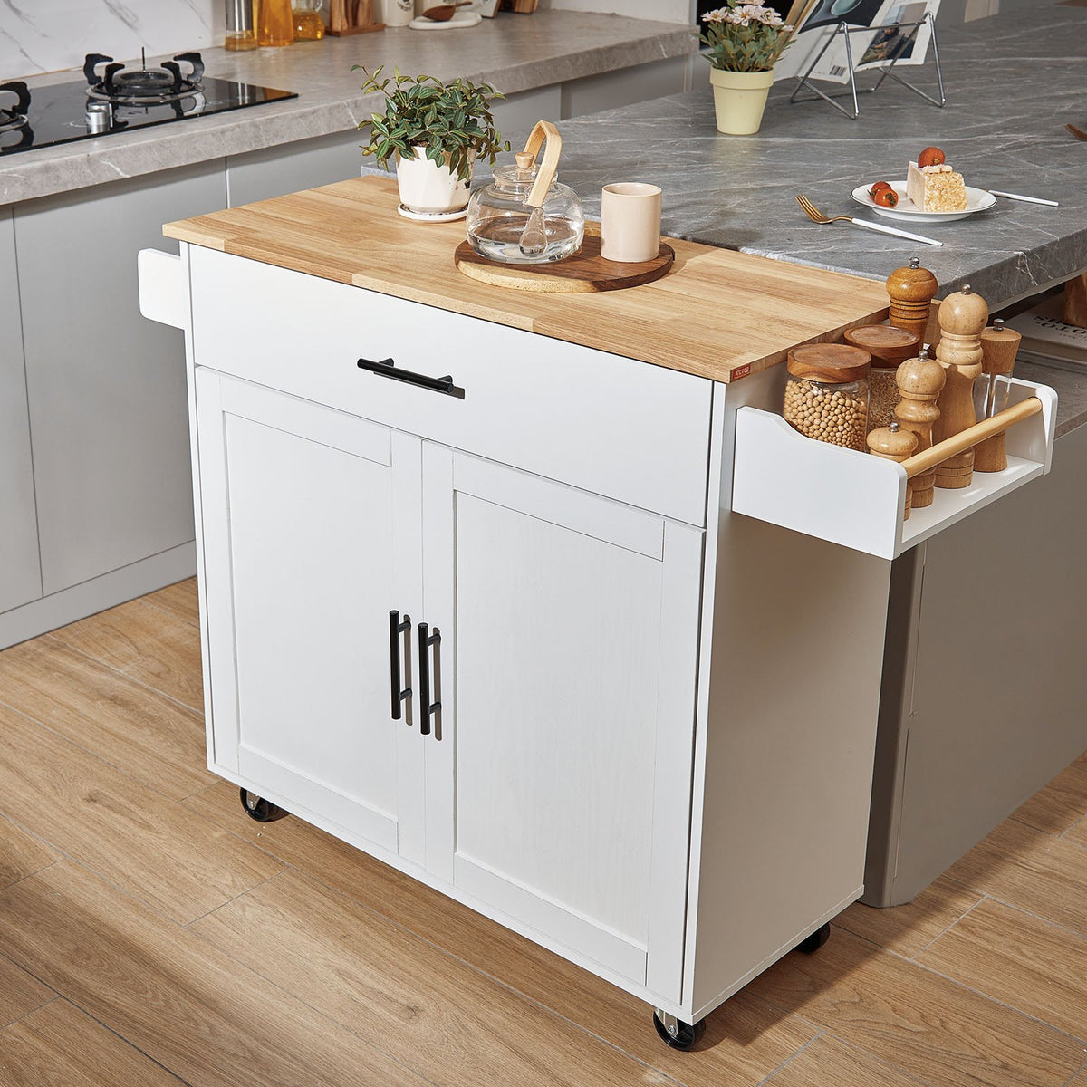 Kitchen Island Cart With Solid Wood Top