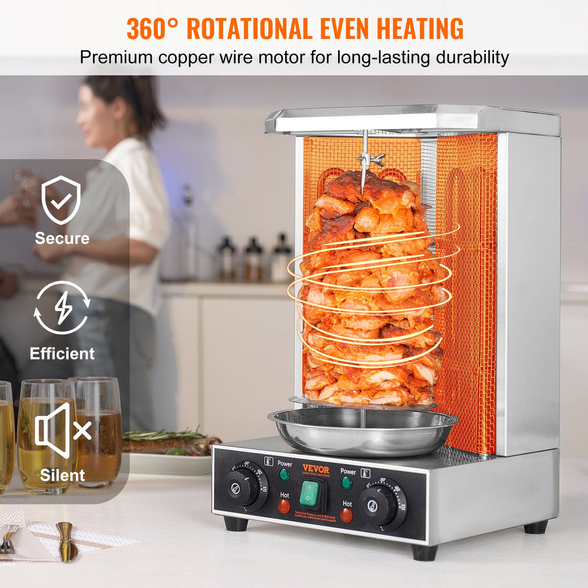 Electric Vertical Shawarma Grill Machine 13 Lbs Capacity