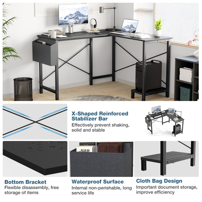 L-Shaped Computer Desk with Storage