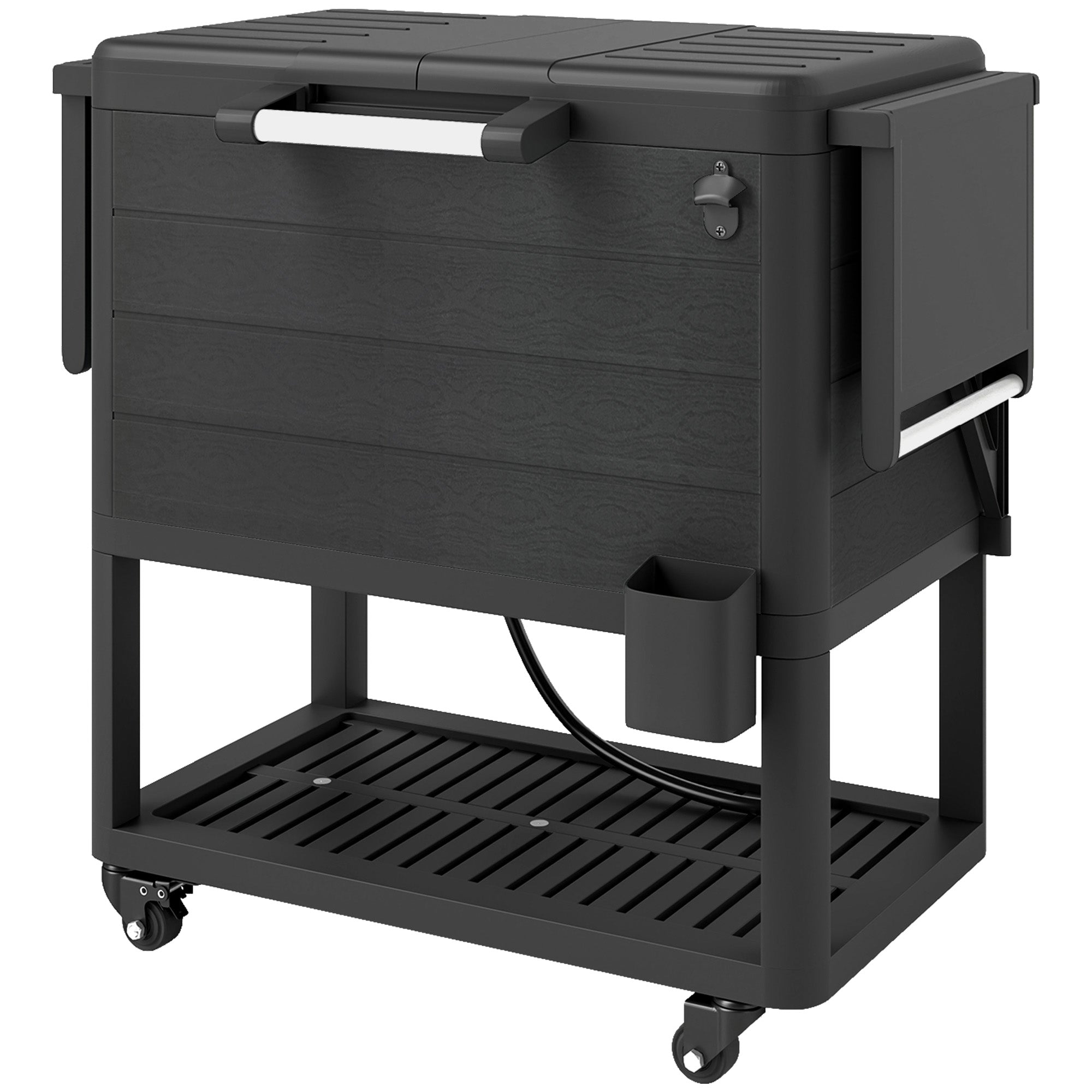 104 Quart Rolling Cooler Cart with Shelves