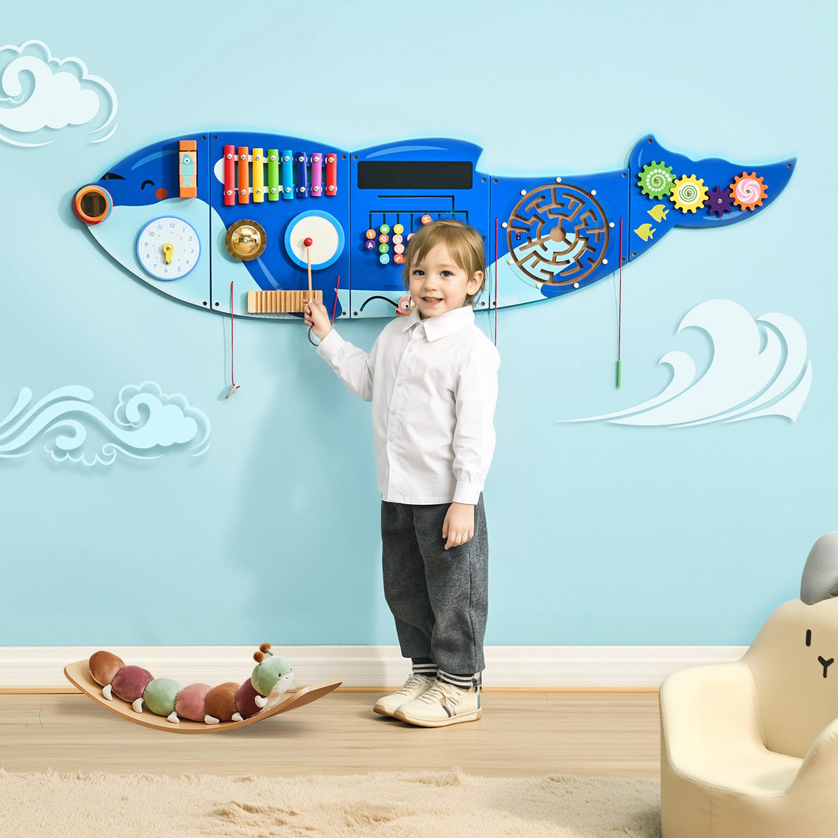 Orca Activity Wall Busy Board Panels 12 Activities Sensory Wall Panel