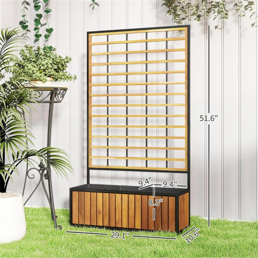 Wooden Raised Garden Bed With Trellis