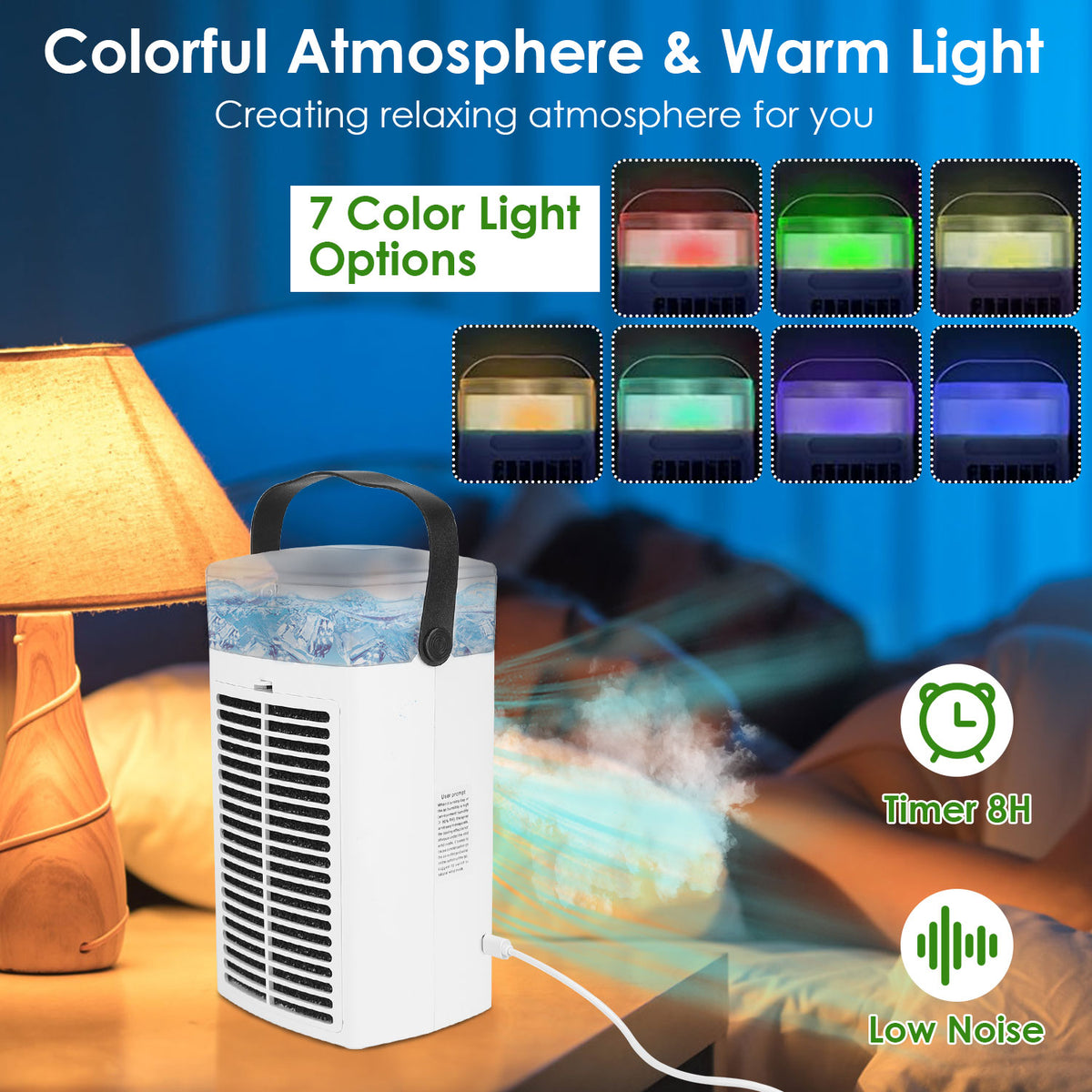 4-in-1 Portable Evaporative Air Cooler with Water Mist Fan