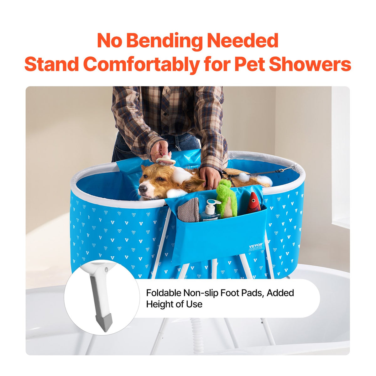 Foldable Elevated Dog Bathtub for Small & Medium Pets
