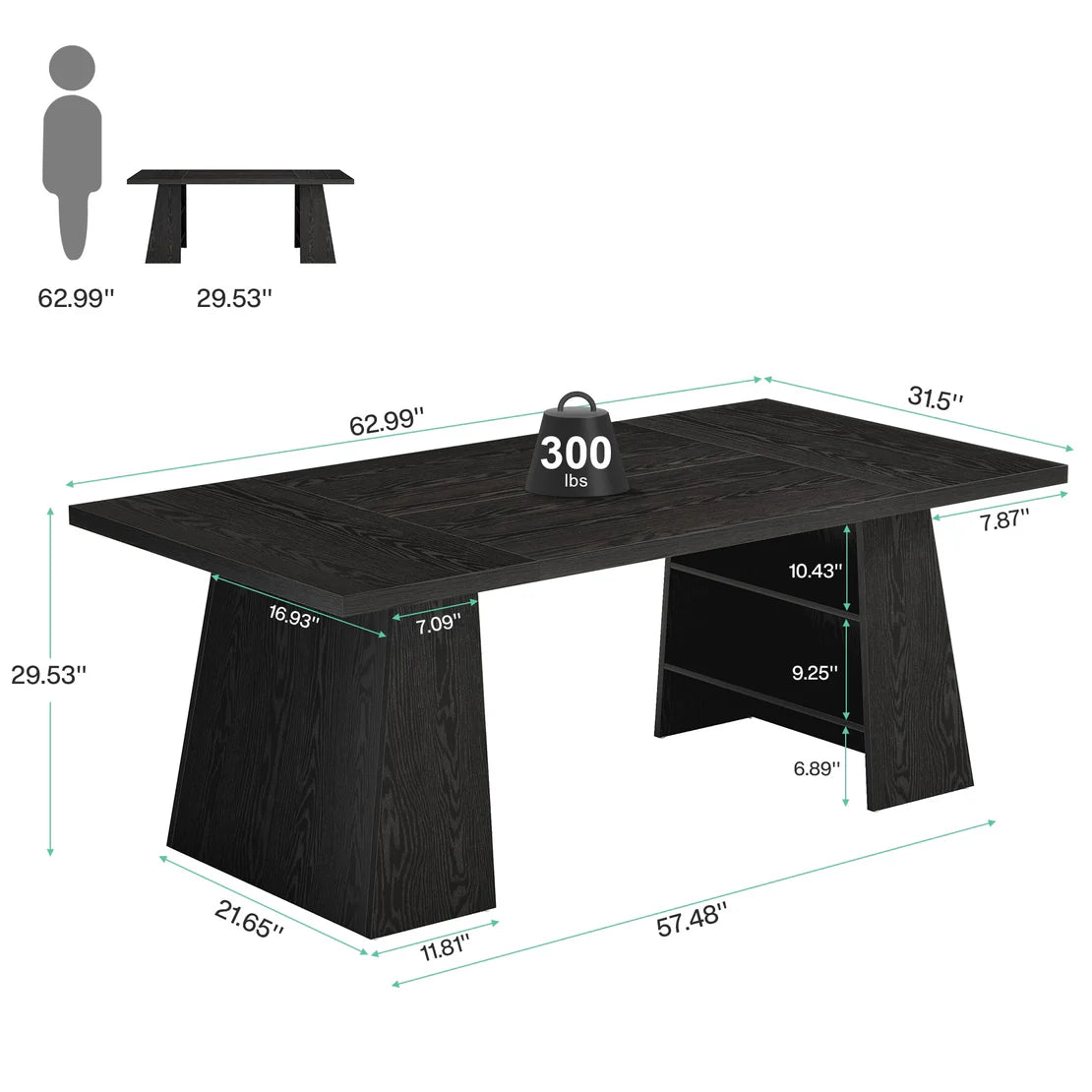 Executive Computer Desk with Storage Shelves