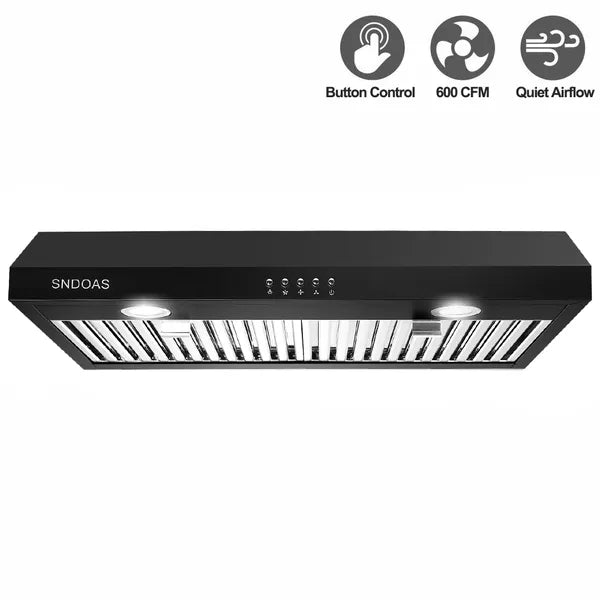 30 Inch Under Cabinet Range Hood 3-Speed 600CFM LED