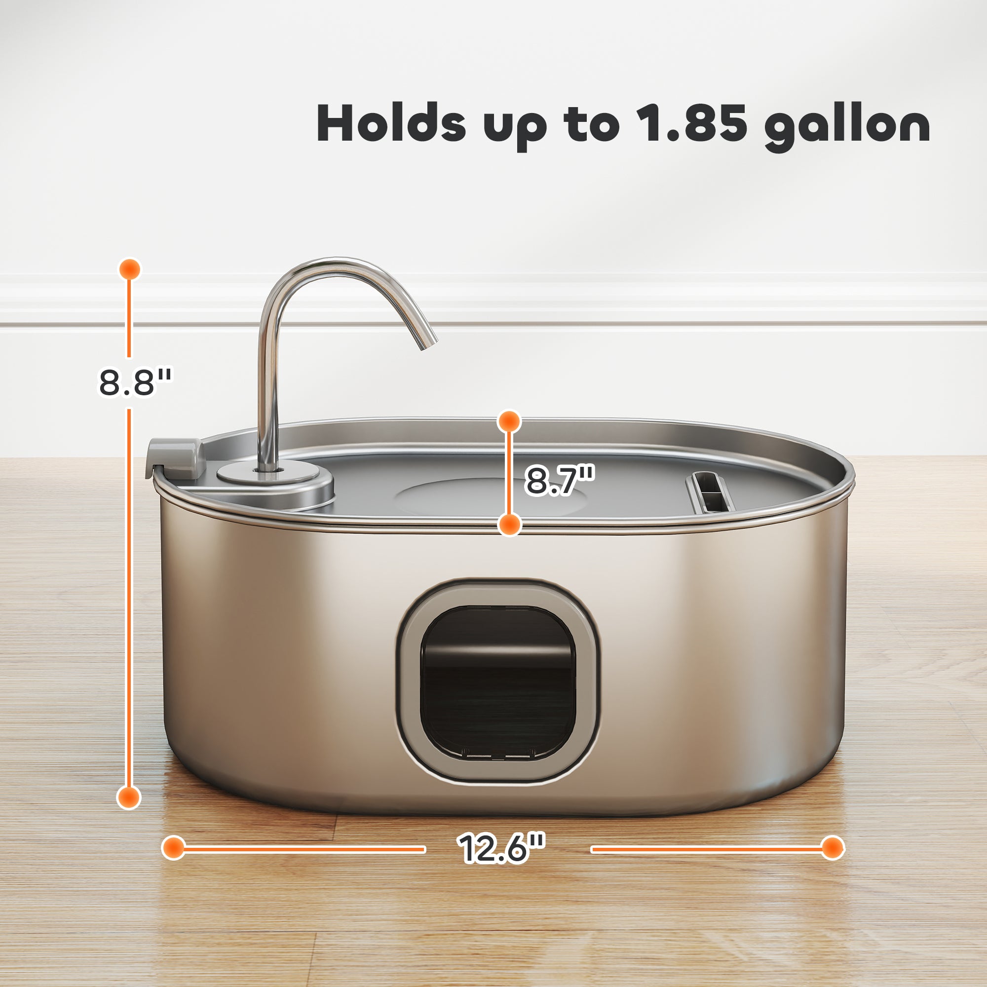 7L Stainless Steel Cat Water Fountain with Ultra-Quiet Pump