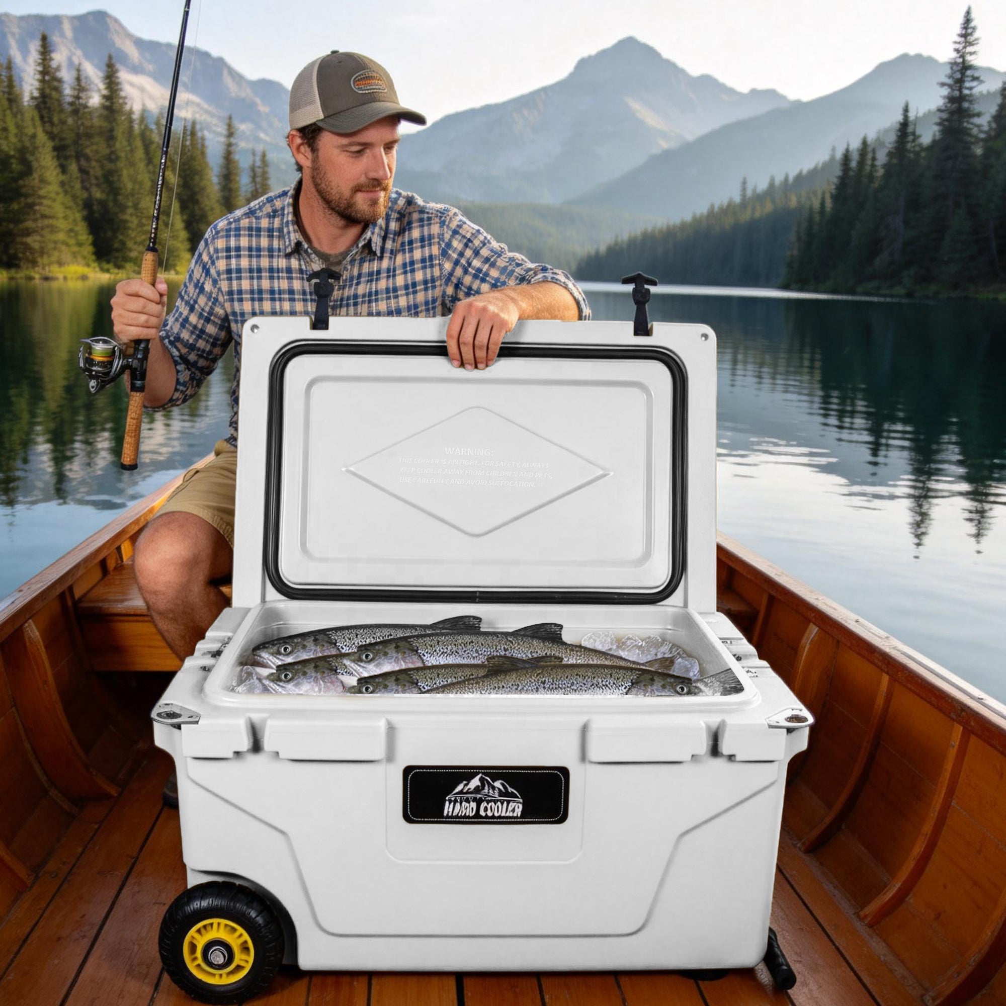65 Quart White Hard Shell Ice Chest Cooler