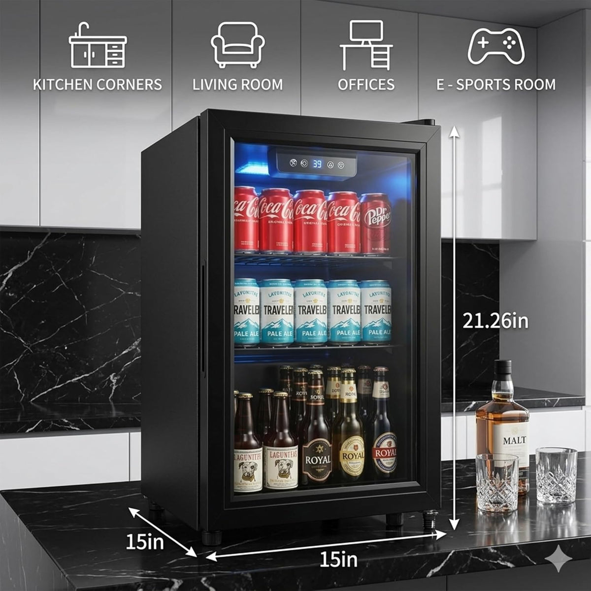 1.8 Cu Ft Glass Door Beverage Cooler with Digital Control
