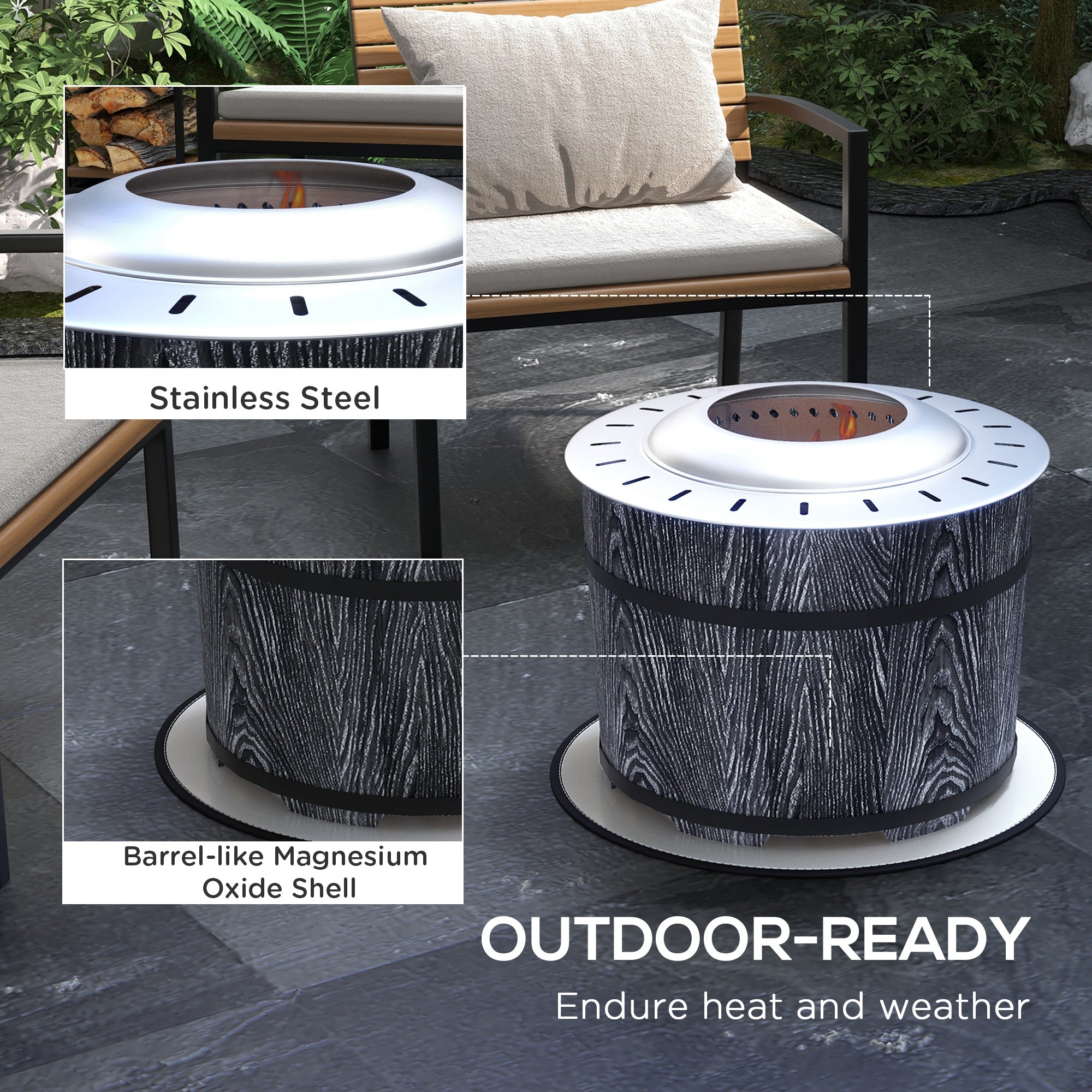 Smokeless Fire Pit with Magnesium Oxide & Mat