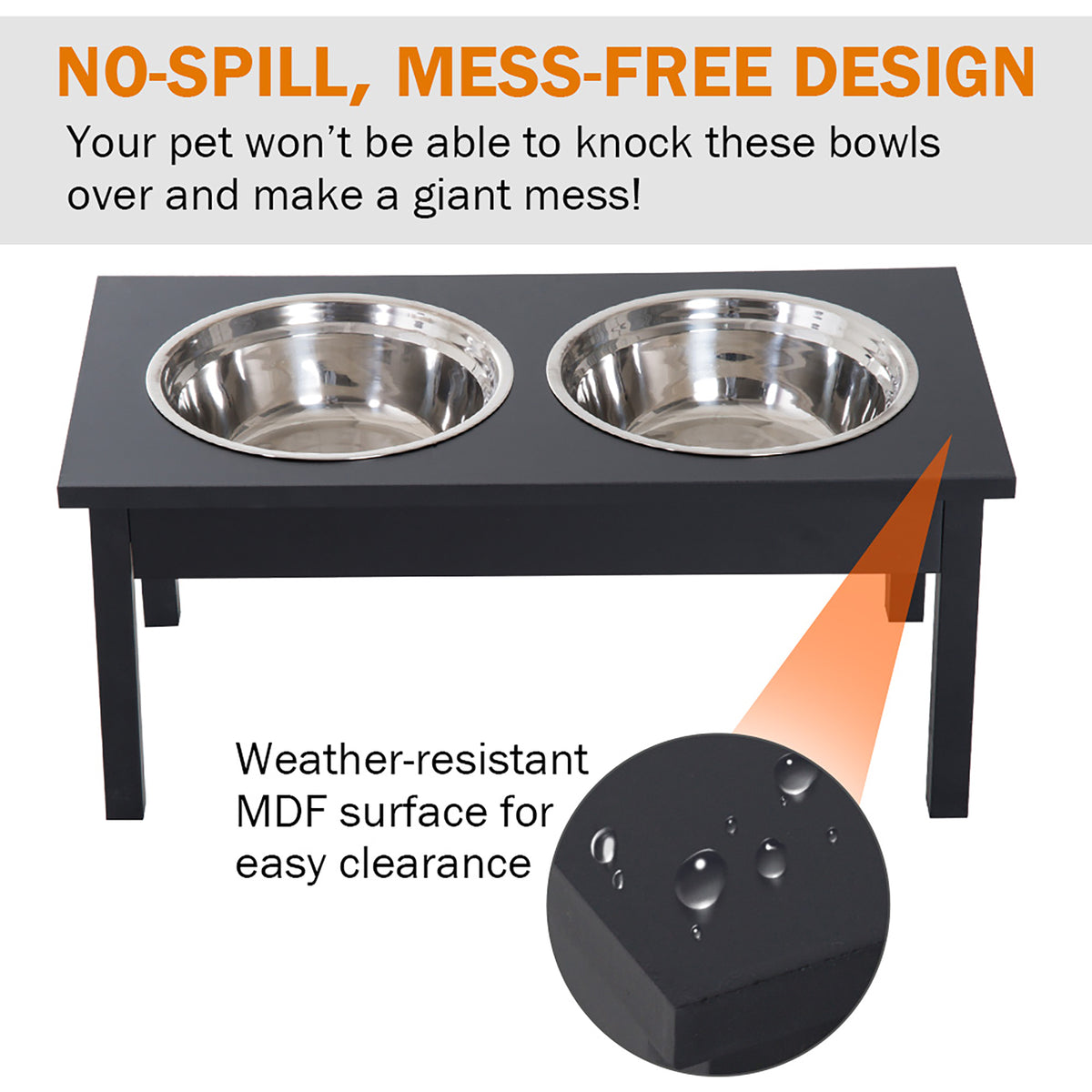 23" Wooden Elevated Dog Food Bowls Station