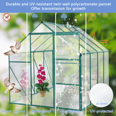 6 x 8 FT Green Outdoor Patio Greenhouse