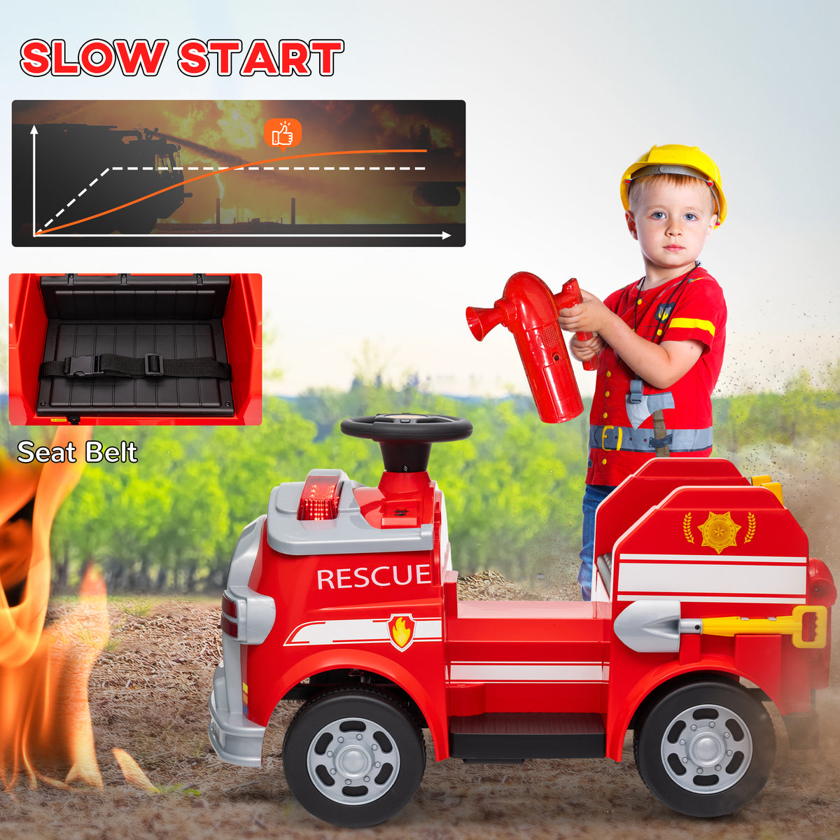 12V Ride On Fire Truck With Siren