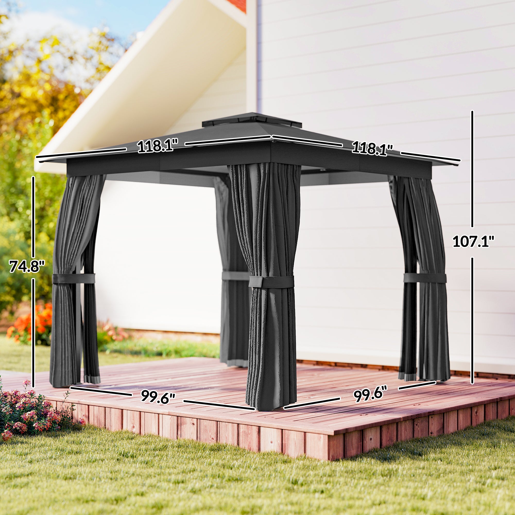 10x10 Soft Top Patio Gazebo with Curtains and Netting