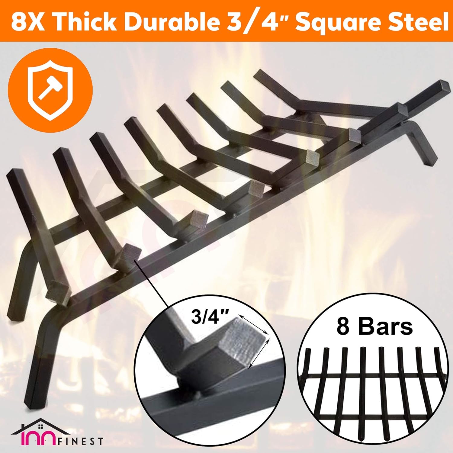 33" Cast Iron Fireplace Log Grate Holder
