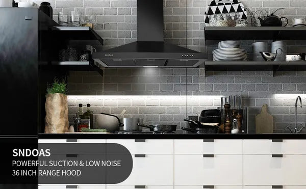 36 Inch Black Stainless Steel Wall Mount Range Hood