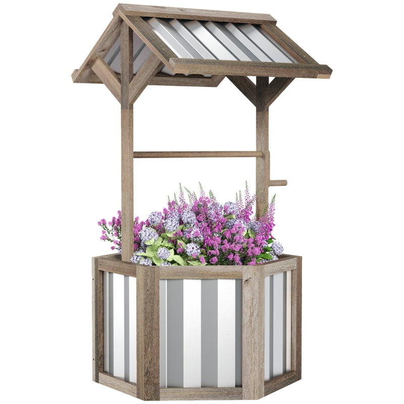 Wooden Wishing Well Planter