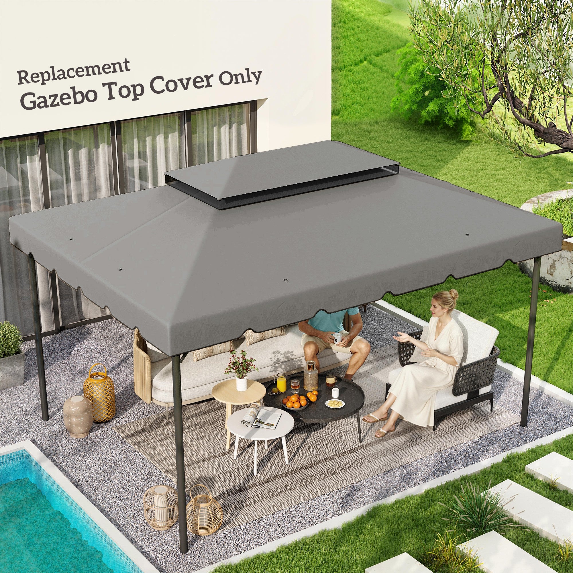 13 x 10 Gazebo Replacement Canopy Top with Double Vented Roof