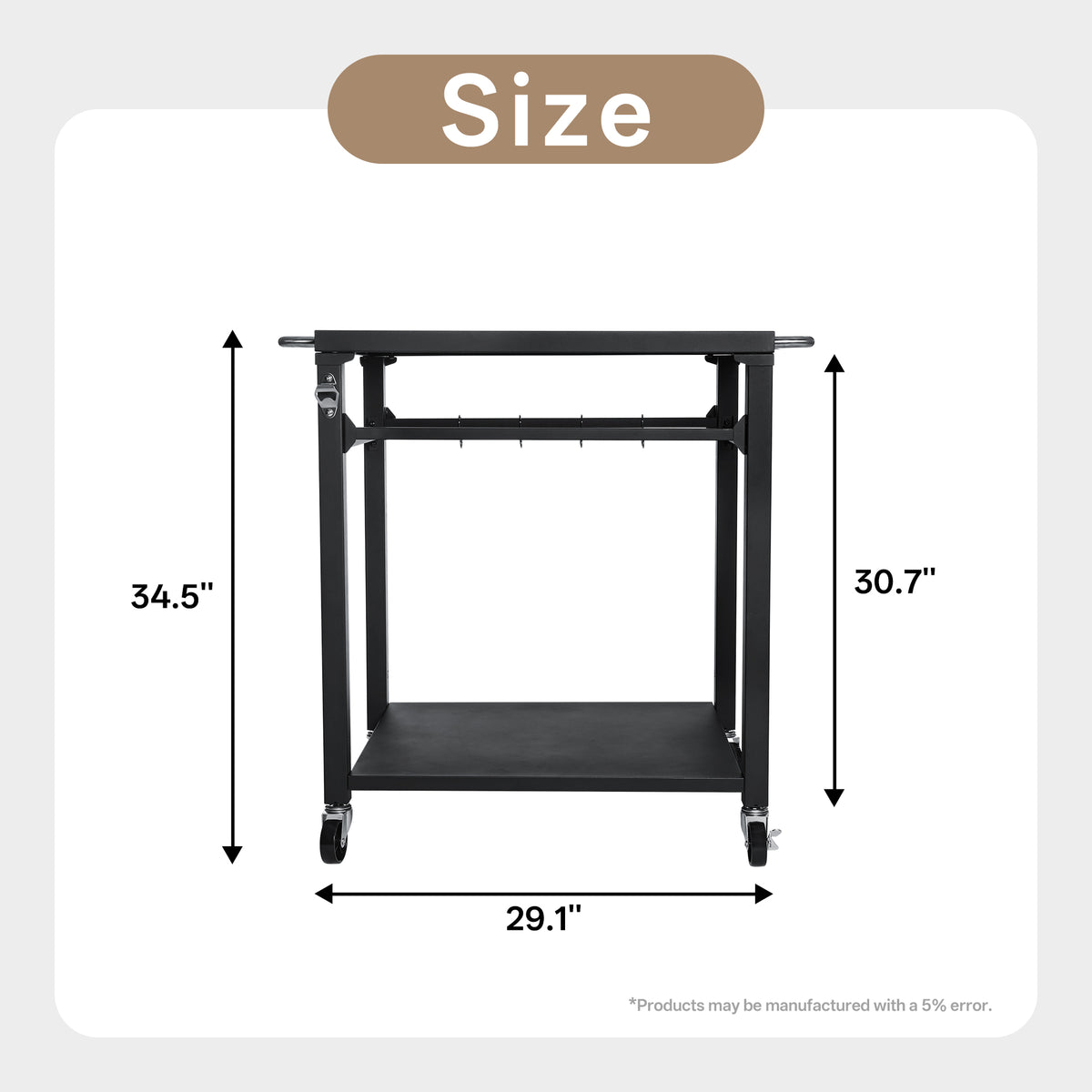 2-Tier Rolling Grill Cart With Locking Wheels