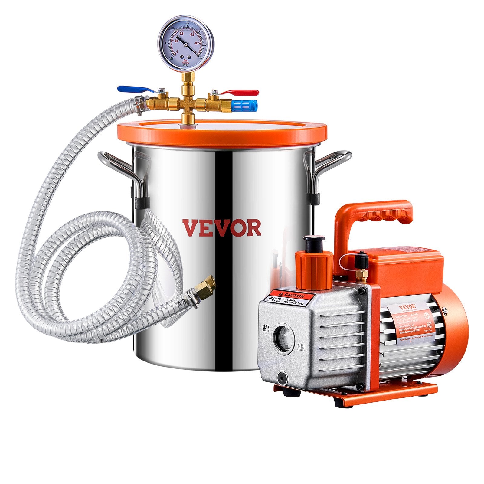 1.5 Gallon Vacuum Chamber with 3.5CFM Single Stage Pump