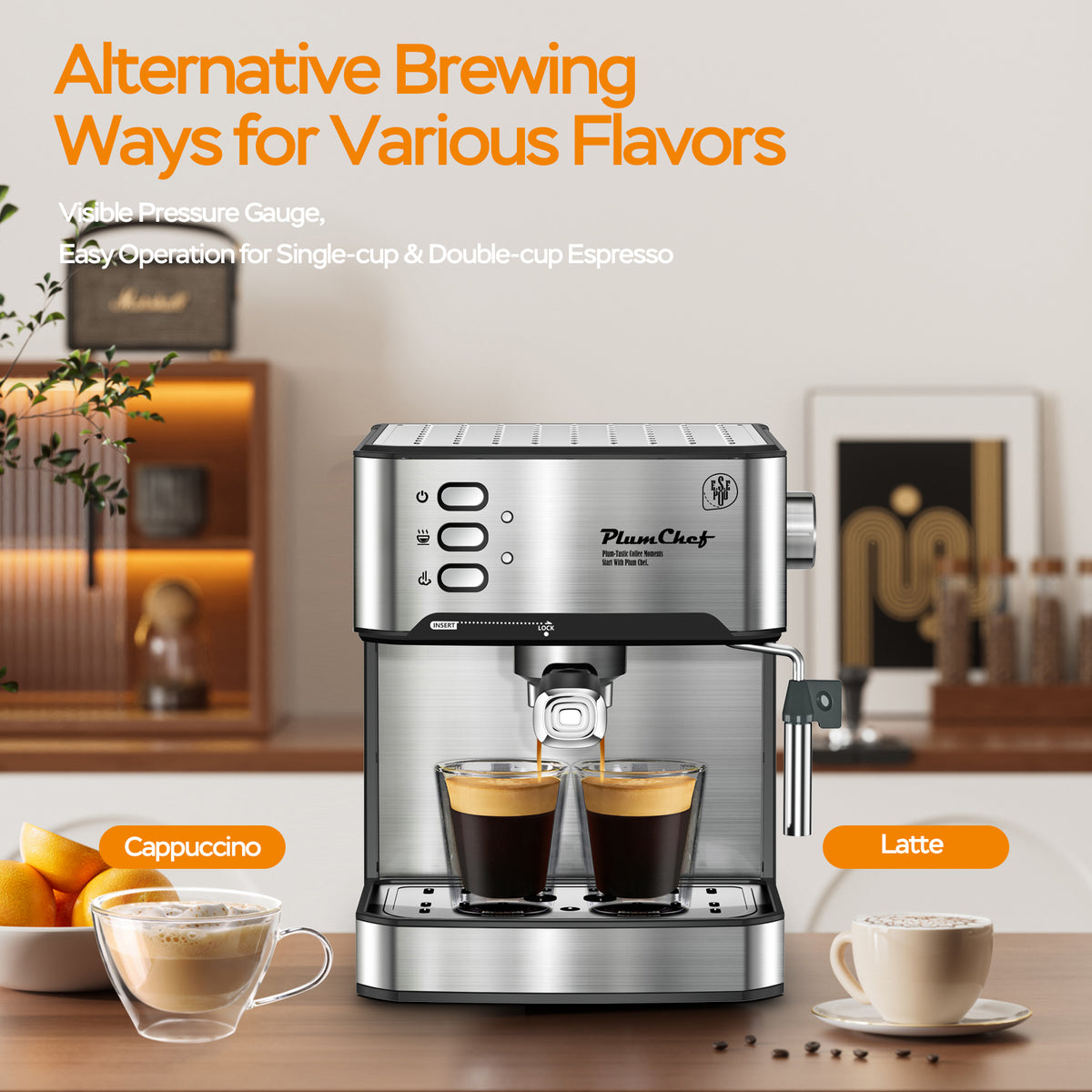 20 Bar Espresso Machine with Milk Frother and Pod Compatibility