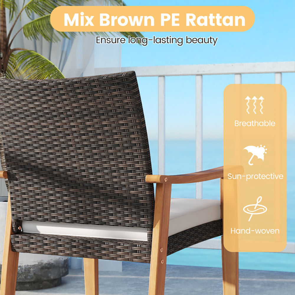 3-Piece PE Wicker Patio Set with Acacia Wood