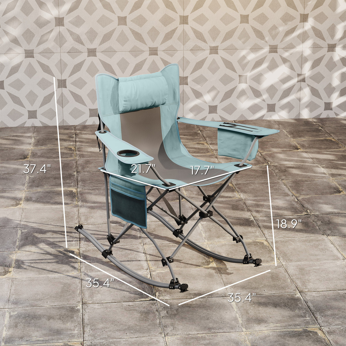 Folding Rocking Camping Chair 2-Pack with Headrest