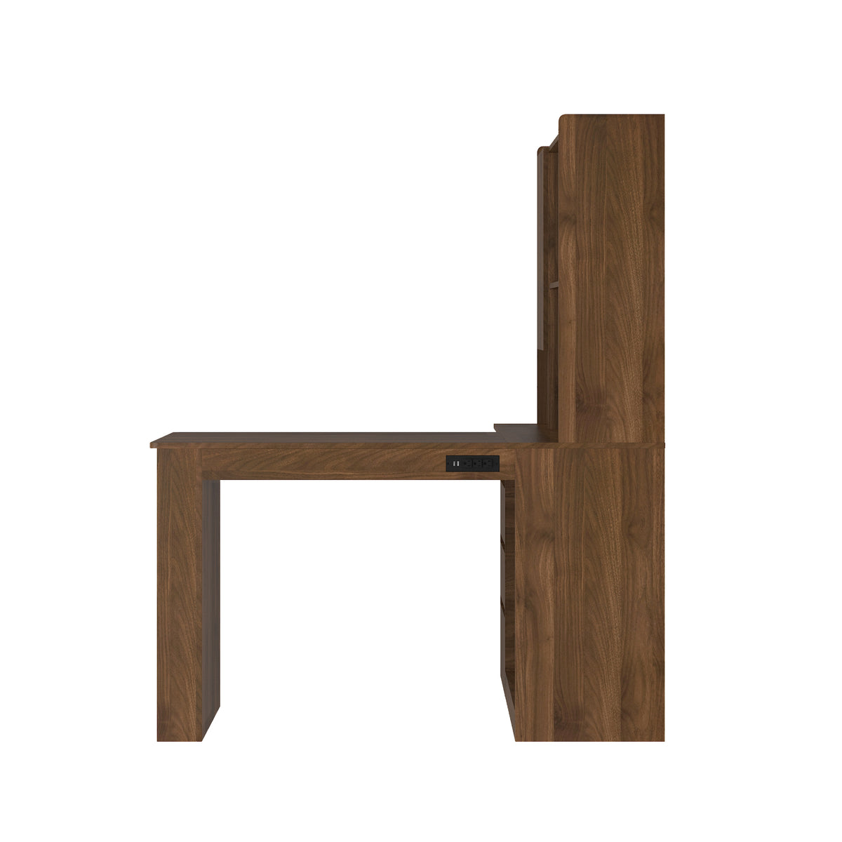 L-Shaped Corner Desk with Drawers, Shelves & LED Light