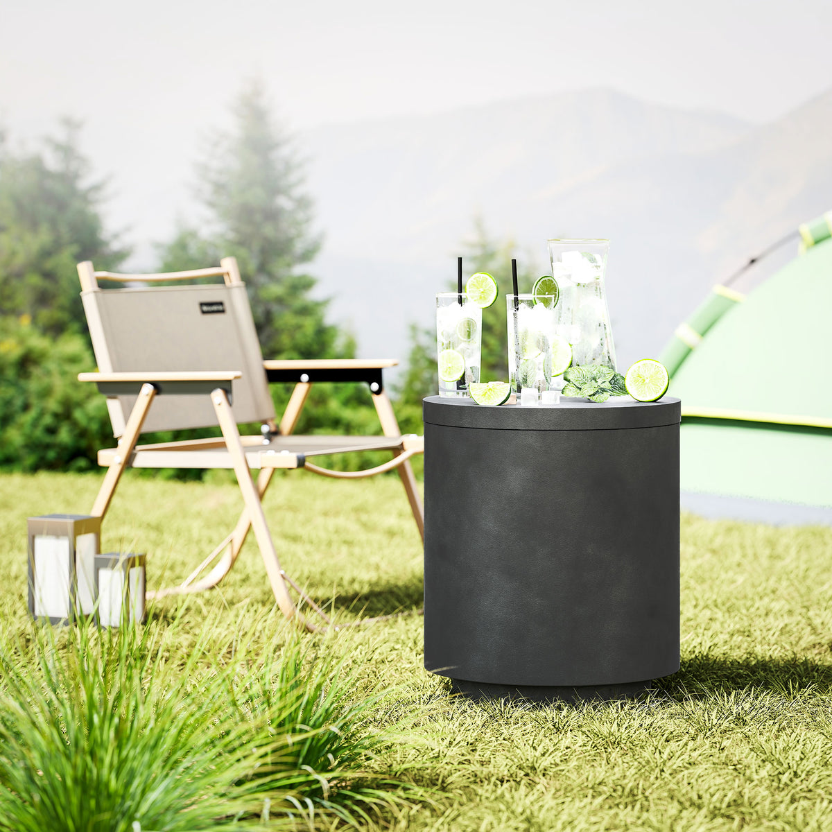 2.6 Gal Concrete Cooler Bar Table with Ice Bucket