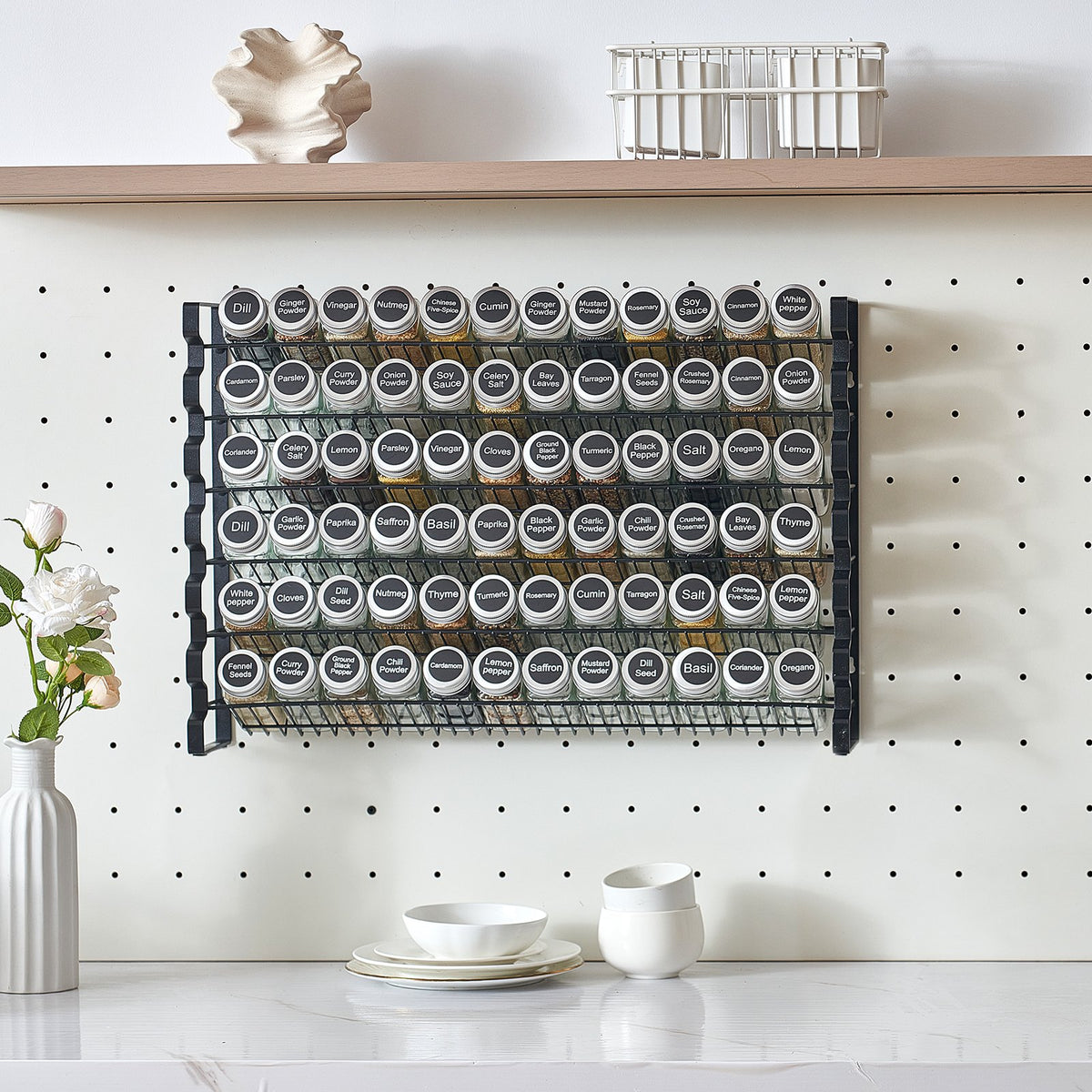 Spice Rack Organizer For Cabinet Seasoning Storage Set Wall Mounted 4
