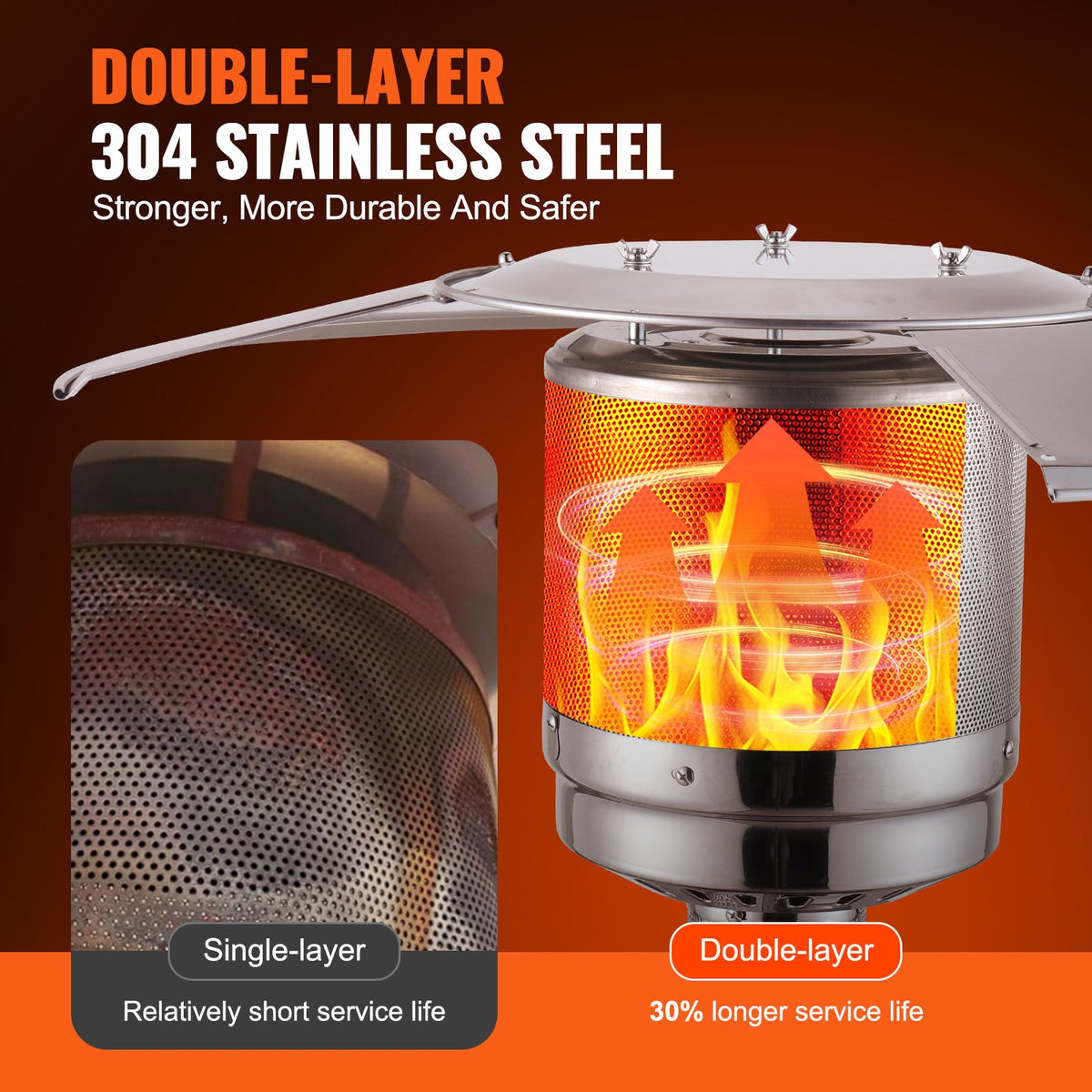 50000BTU Propane Patio Heater with Round Table, Wheels