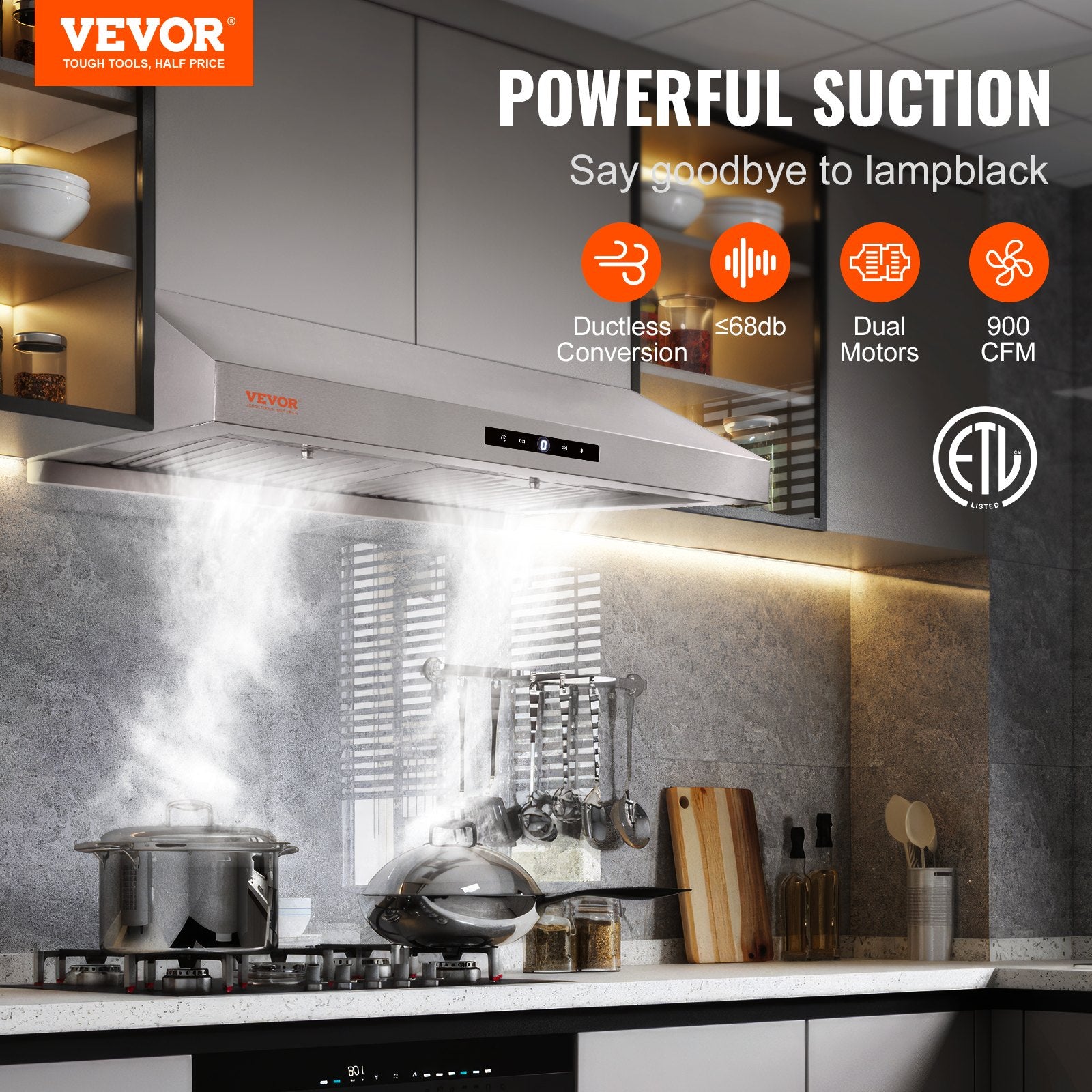 30 Inch Under Cabinet Range Hood Ductless Dual Motor