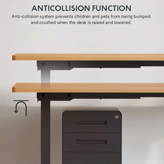 Electric Standing Desk Adjustable Height Maple Top White Frame