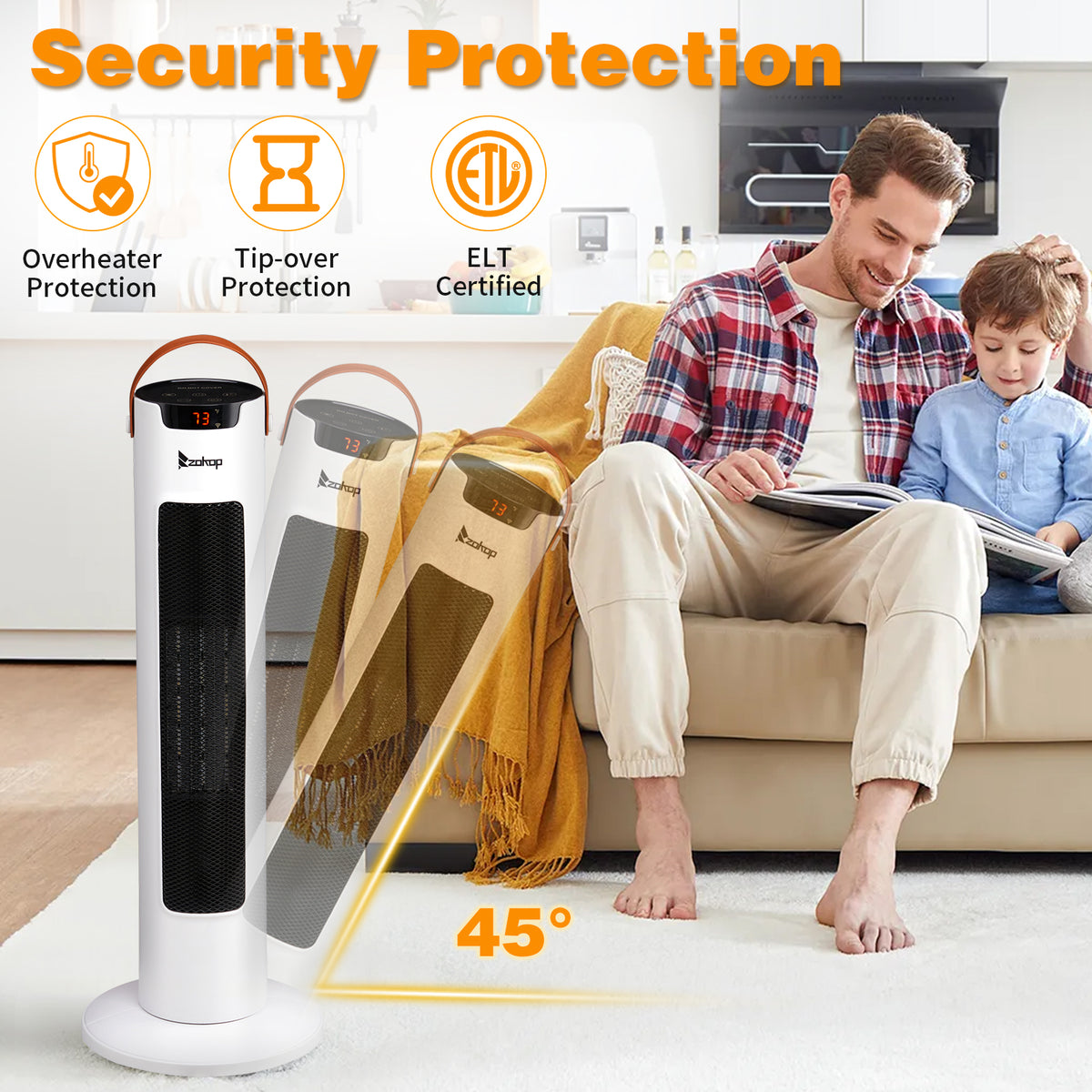 24 Inch Tower Space Heater 1500W Smart WiFi Remote