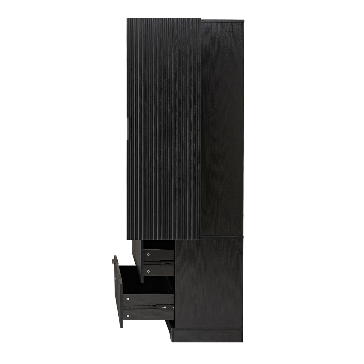 72" Modern Fluted Kitchen Pantry Cabinet With 2 Large Drawers &
