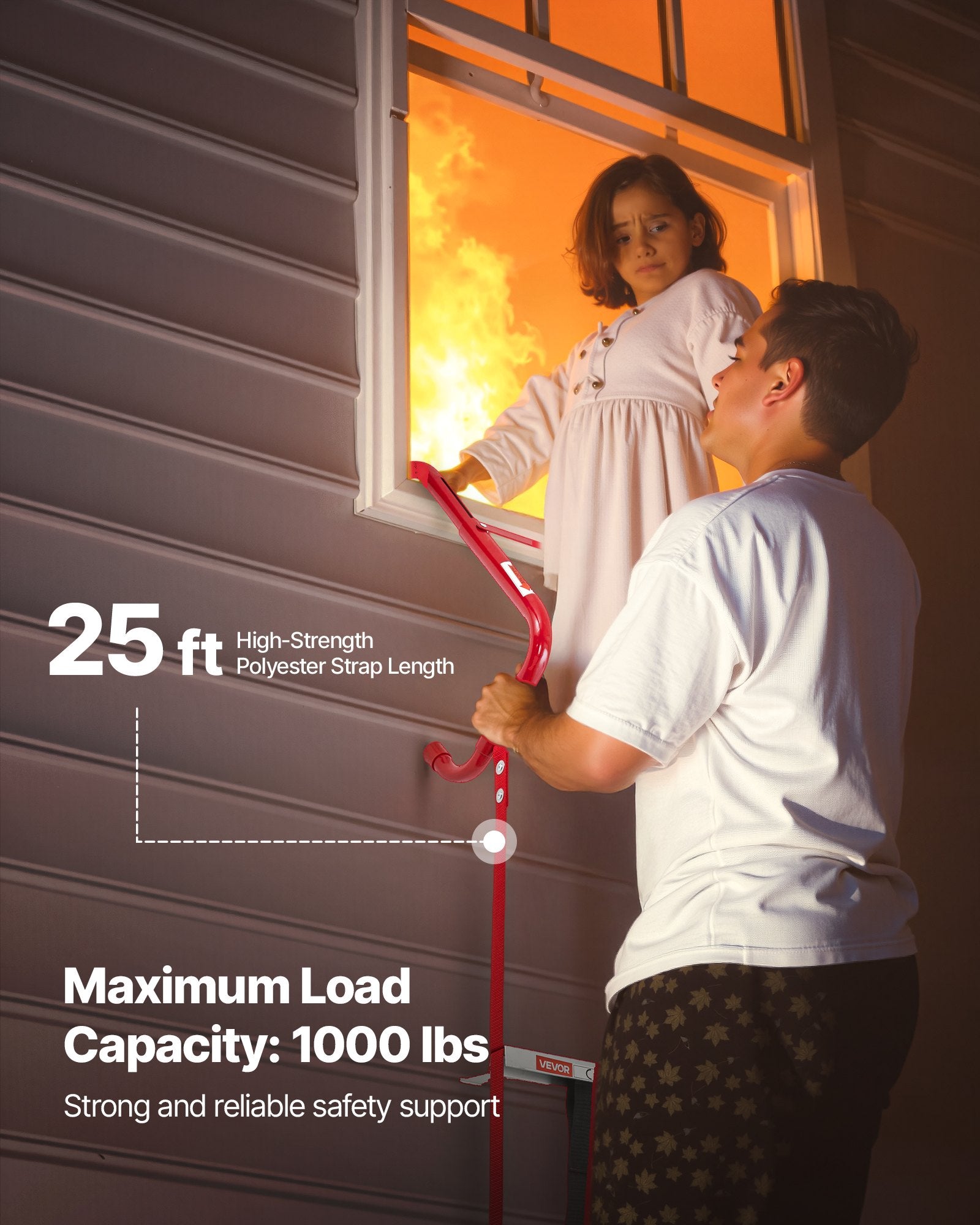 Retractable Fire Escape Ladder 25FT 3-Story