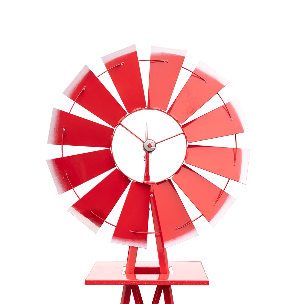 8ft Weather Resistant Yard Garden Windmill Red